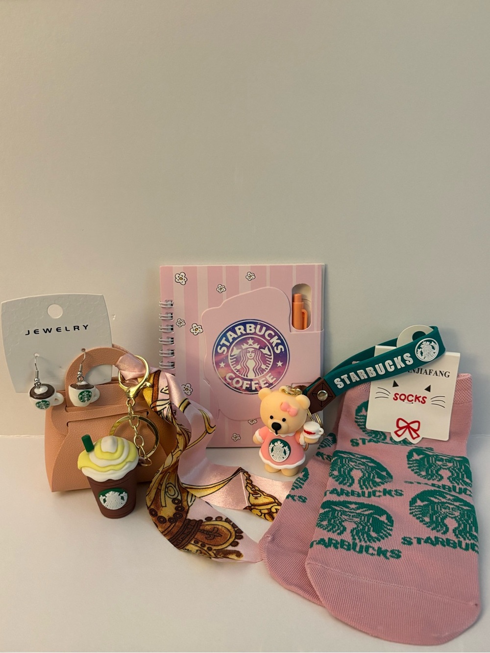 Starbucks Gift Bundle | Coffee Earrings, Mini Bag + More | Pink Sugar